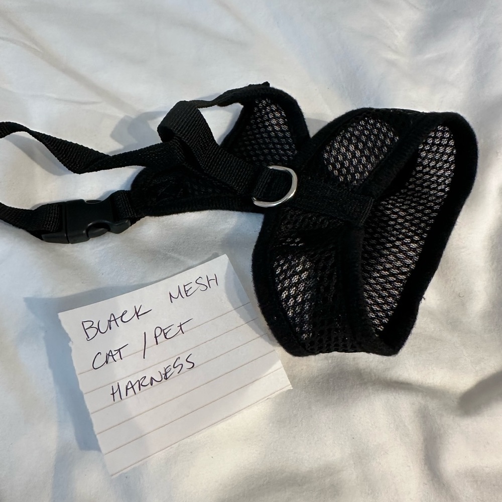 Black Mesh Pet Harness Cat Size Small Max 16”